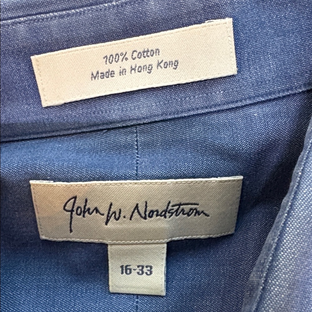 John W Nordstrom Men's Blue Button-Up Shirt Size 16-33 - Picture 7 of 13